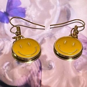 Yellow smiley face earrings